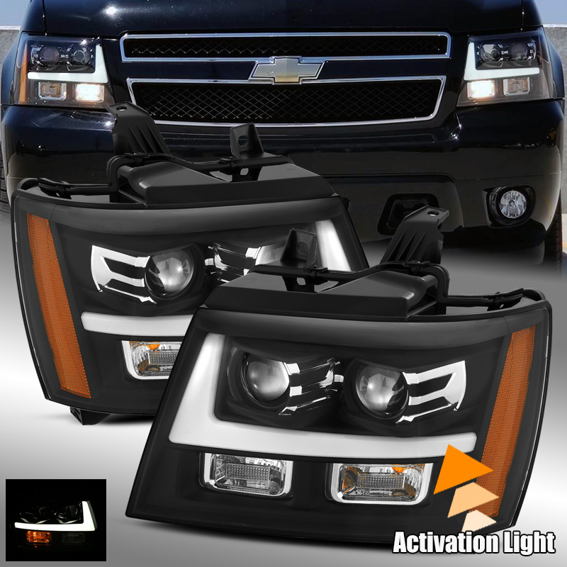 07-14 Tahoe/Suburban/Avalanche DRL/Activation Light Black Projector Headlights