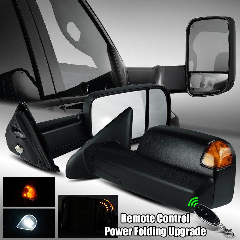 For 02-08 Ram 1500/2500/3500 Power Folded Upgrade Amber Signal Towing Mirrors