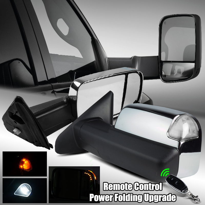 02-08 Ram 1500/2500/3500 Power Folded Upgrade Clear Signal Chrome Towing Mirrors